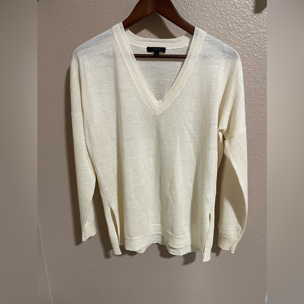 J. Crew Cream Wool-Linen Blend Top